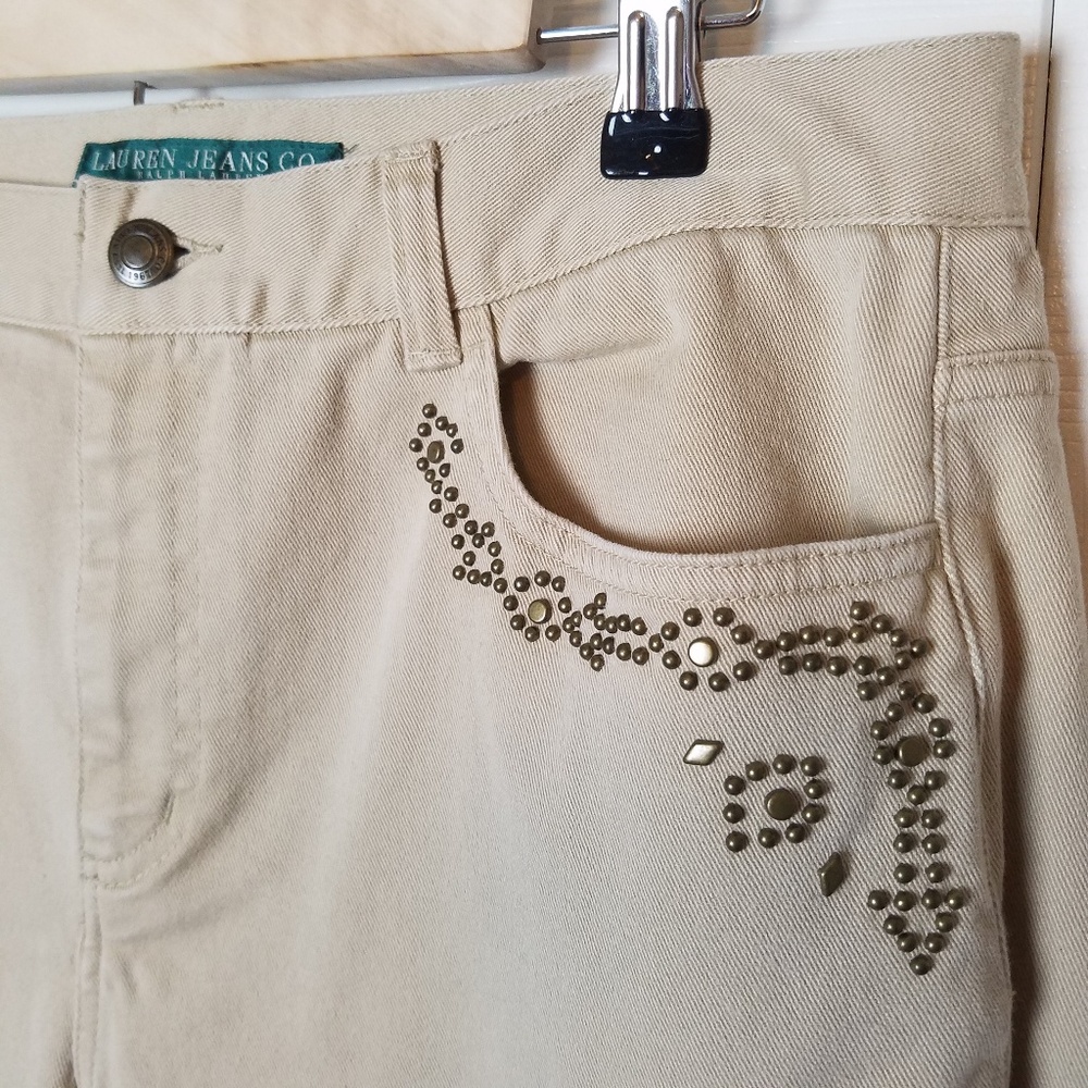 Ralph Lauren Tan Khaki Jeans Embellished 10
